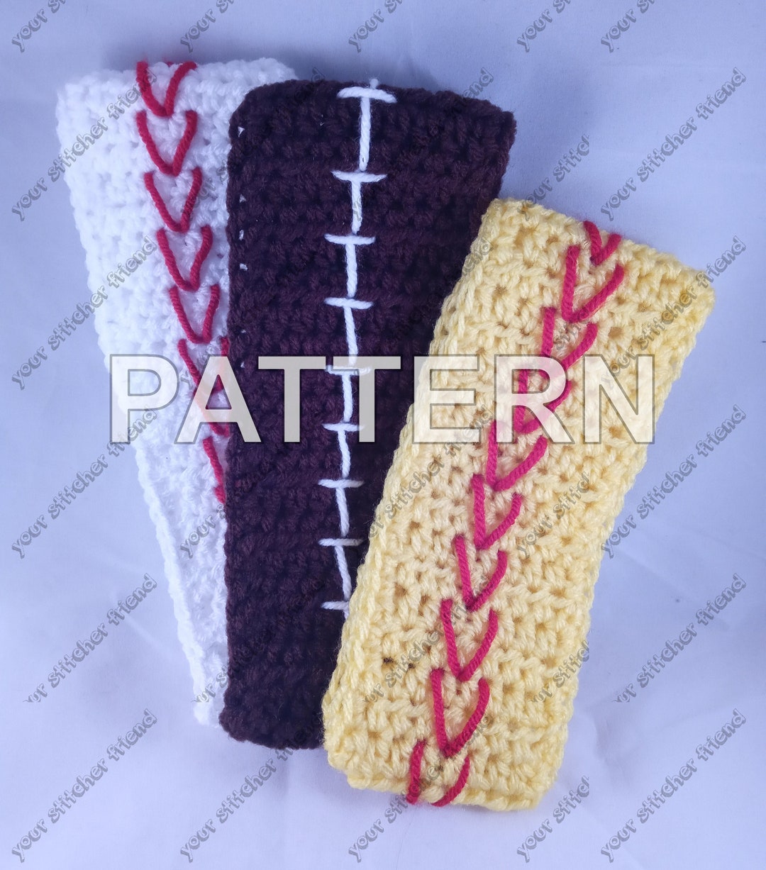 PATTERN Sports Ball Headband | Crochet Tutorial DIY Baseball, Softball ...