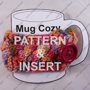 COMBO Cable Mug Cozy Pattern and Insert | Knitting and Crochet Pattern and Product Label