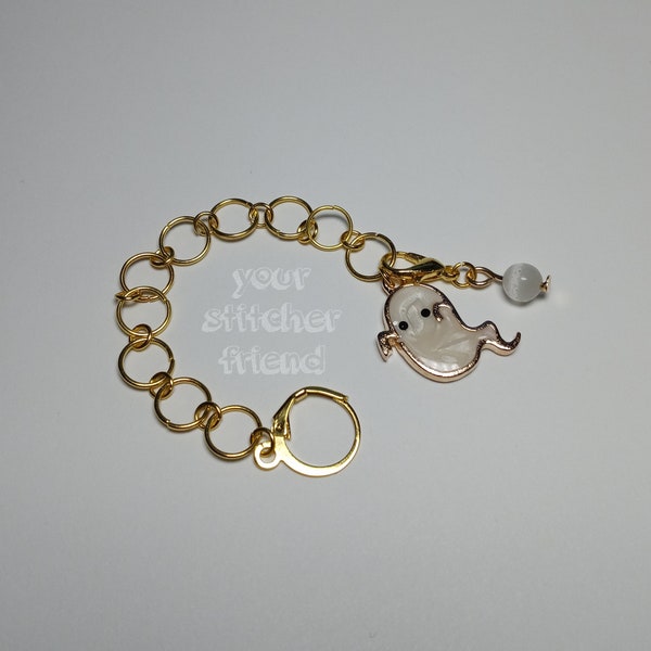 COUNTER Ghost Gold Chain 110 Row Counter | Knitting Stitch Counter Supply Tool Notion Enamel Charm Halloween