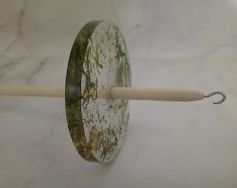 SPINDLE Moss with Gold Flakes Resin Drop Spindle | Resin Art Top Whorl Fiber Spinning Tools Weaving Tapestry Craft Supply