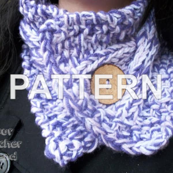 PATTERN Bulky Cable Cowl Scarf | Knitting Scarflette Scarf Accessory Handmade PDF How To Button
