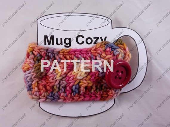 PATTERN Cable Mug Cozy With Button Knitting and Crochet Pattern