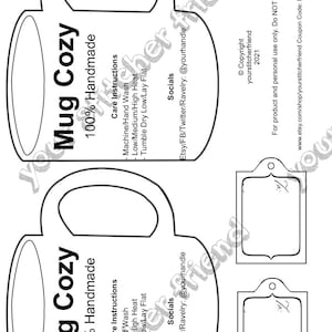 EDITABLE Mug Cozy Display | Print and Cut PDF Craft Fair Seller Tool Product Packaging Label Tag