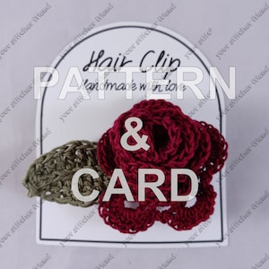 COMBO Rose Hair Clip Crochet Patter and Product Display Card