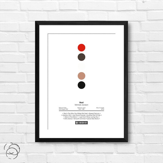 Michael Jackson Bad Spotify Album Print Available In Many Etsy