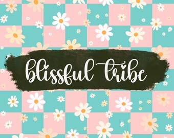 Retro Floral Checkered - SEAMLESS PATTERN - Summer floral, checkered, sublimation png, daisy flowers png, vintage png, summer vibes png