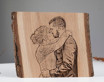Personalized Couple's Kiss Minimalist Hand Drawing Pyrography, burning, Lovers Kiss on Wood Burned minimalist couple, gift for mom