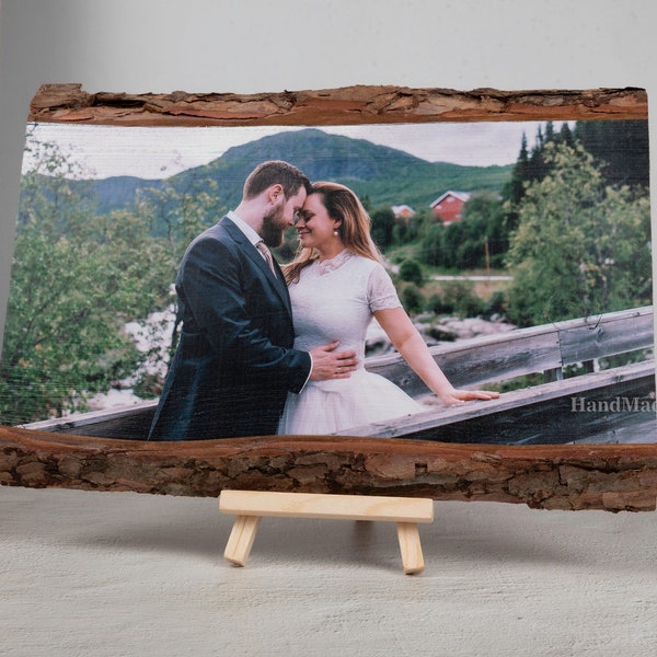 Geschenk zum 5. Jahrestag, Fototafel aus Holz, romantische Geschenke für Paare, Bild auf Holz, personalisiertes Geschenk, Hochzeitsgeschenk aus Holz, Paarbild