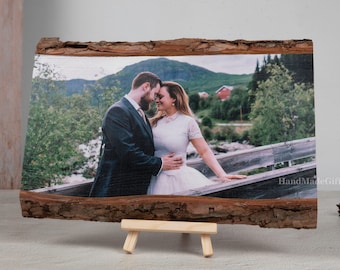 Wood Photo Plaque, 5th Anniversary Gift, Couples Picture on Wood, Photo on Wood Mothers Day Gift