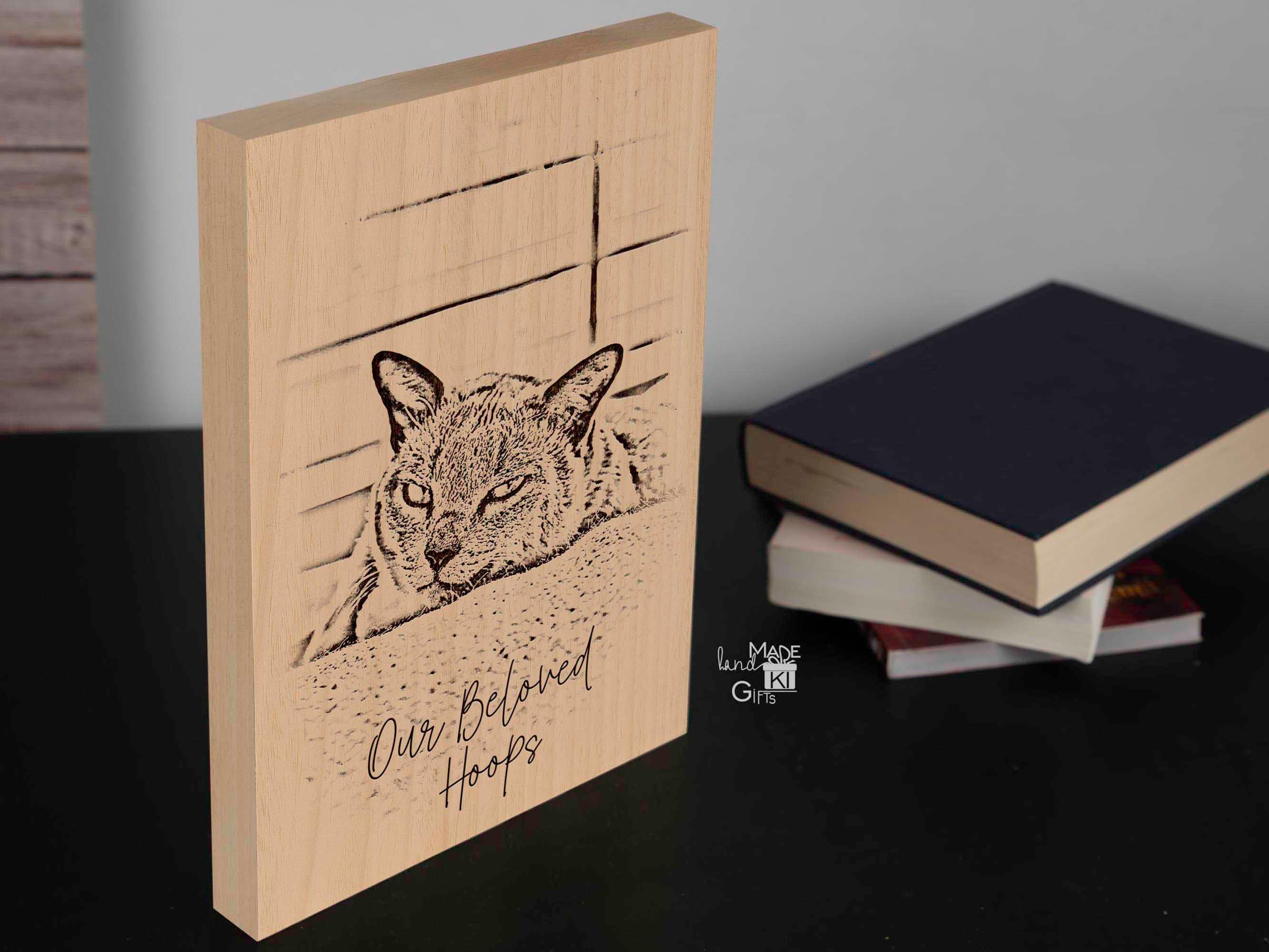 Custom drawn&burnt Pet Portrait Wall Sign, Personalized Cat Art, Cat Portrait from Photo, Your Cat Engraved in Wood, Father Day gift idea