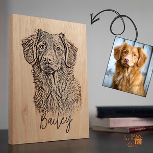 Aangepaste foto van je huisdier getekend en verbrand op houtpyrografiekunst, cadeau huisdiereigenaar, houtgebrand bord, gedenkplaat voor hond, kat, paard, houtkunst