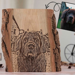 Op maat getekend en op het hout gebrand huisdier portret live rand hout pyrografie hondenportret/houtgestookte kunst/huisdier gedenkteken Hout verbrand teken huisdier verlies