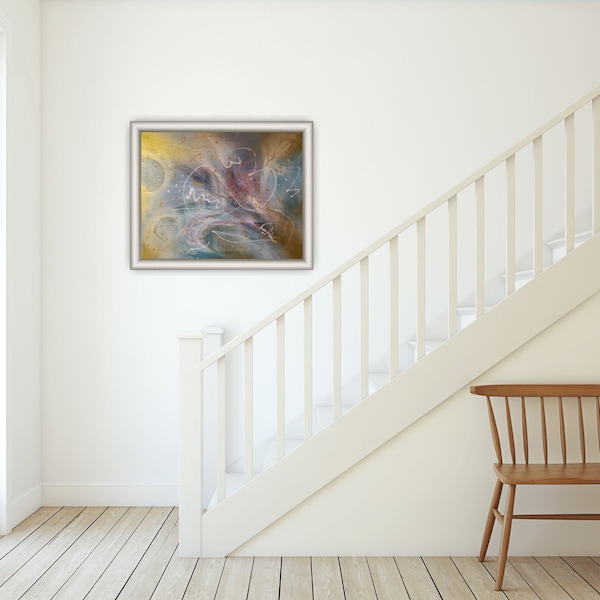 Buntes Acrylbild, abstrakt, 40 x 50 x 4,5 cm, für Wohnraum, Flur, Diele, Bad, Esszimmer und Schlafzimmer