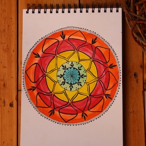 Pittura mandala ad acquerello colorato per la decorazione della parete