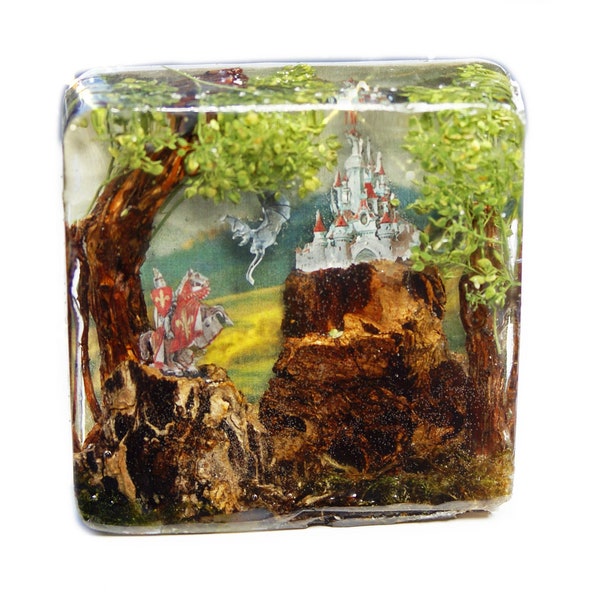 Fantasy Land Sculpture- Resin Art- Resin Sculpture- Unique Gift- Diorama Art- Figurine- Knick Knack- Statue- Castle Art- Shelf Art