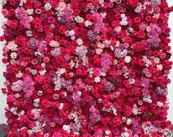 Pink Silk Flower Wall Backdrop, Event Decor, 8x8 ft