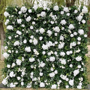 White and Green Flower Wall - Wedding Backdrop, Floral Display, Rose Wall, Event Decor, Baby Shower, Roll Up Wall, Rental, Gender Reveal,