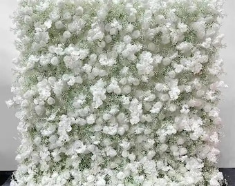 Luxury 8x8 White Flower Wall - Wedding Backdrop, Proposal Decor, Event Photo Booth, Floral Display, Rose Wall, 3D Wall Panel, Floral Wall,