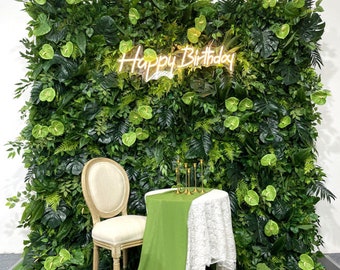 Tropical Flower Wall, Green Backdrop, Wedding Backdrop, 8x8 foot Flower Backdrop, Event Rental, Flower Wall Panel, Greenery Backdrop, Floral
