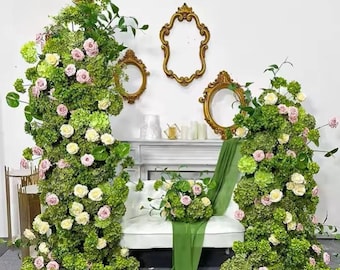 Green Floral Arch, Event Decor, Floral Backdrop, Wedding Arch, Archway, Boho, Decorations, Bridal Shower, Birthday, Cottagecore, Foliage