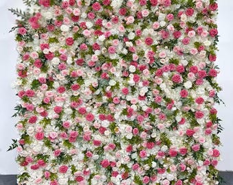 Pink and White Rose Flower Wall - Wedding Backdrop, Proposal Decor, Event Photo Booth, Floral Display, Rose Wall, Event Decor, Baby Shower