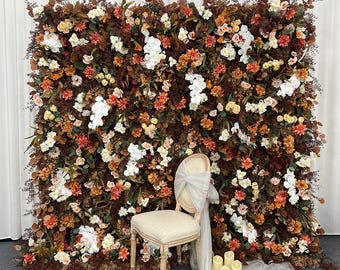 Autumn Flower Wall | Fall Wedding Backdrop | Burnt Orange Flower Wall | Neutral Photo Booth Backdrop | Event Decor Rental