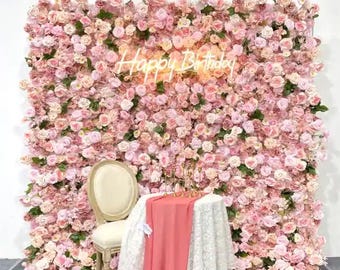 3D Wedding Flower Wall Panel Backdrop, Roll up Fabric Floral Wall