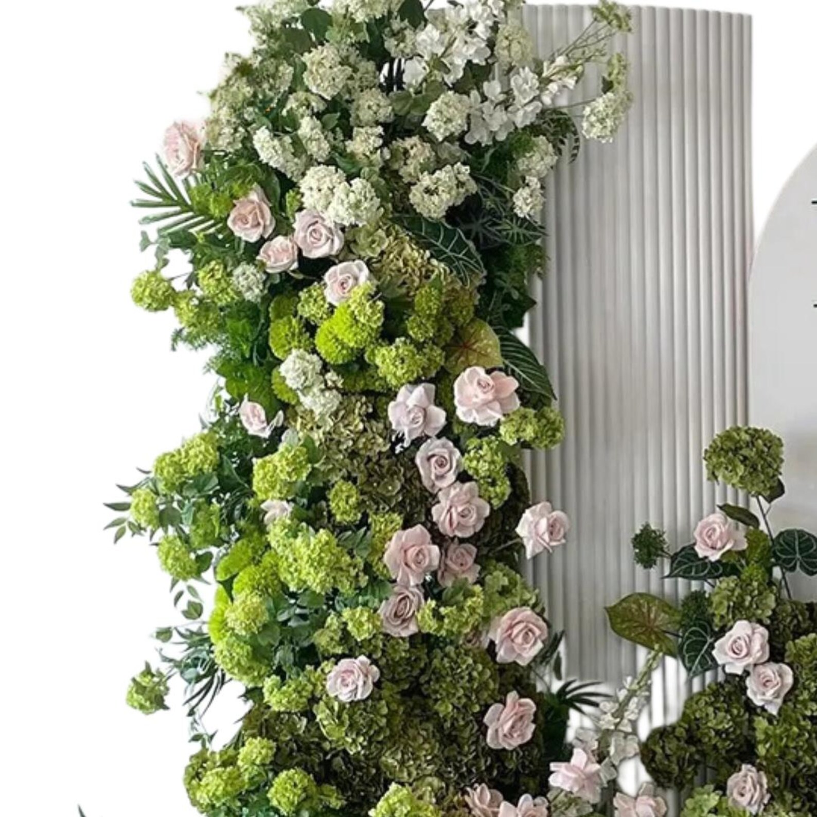 Boho Theme White Floral Green Leaves Wedding Arch Backdrop Kit