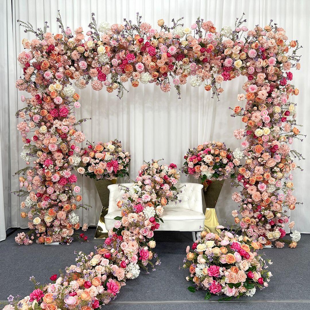 Luxury Wedding Flower Arch & Aisle Décor | Pink Peach Floral Arch ...