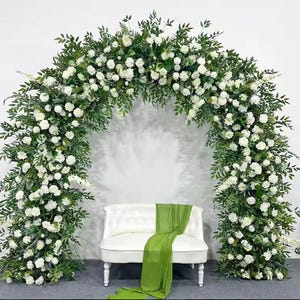 White Floral Arch, Event Decor, Floral Backdrop, Wedding Arch, Archway, White and Green, Decorations, Bridal Shower, Birthday, Backdrops