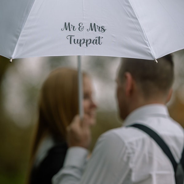 Hochzeit, personalisierter Regenschirm,weiß,Geschenk,Schirm mit Rüschen,Schirm ohne Rüschen, Regenschirm,Wedding,Hochzeitsschirm,Brautschirm