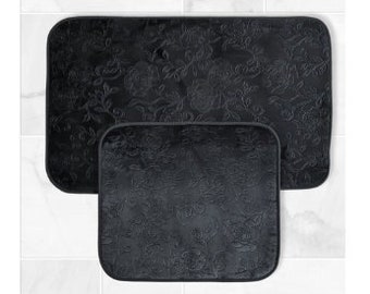 Double ensemble de tapis de salle de bain / Tapis décoratif lavable / Double salle de lavage décorative Runner / Tapis de salle de bain de base antidérapant / Tapis anthracite rose