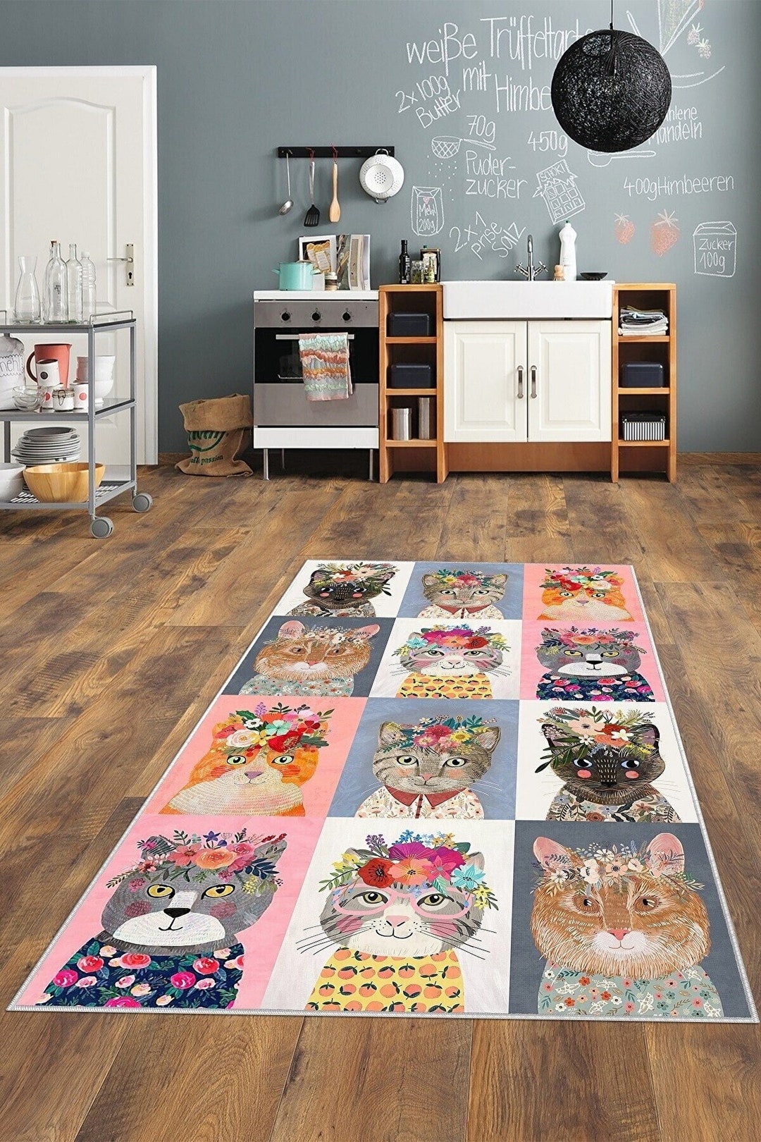 Cat Kitchen Mat / Decorative Kitchen Runner / Non Slip Based Etsy