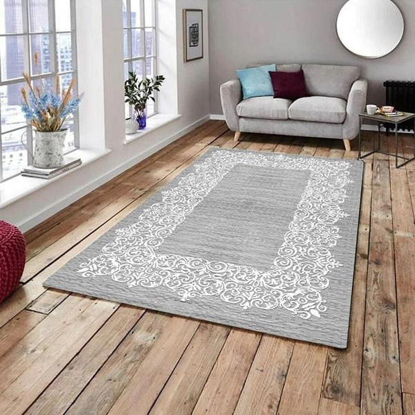 Silk Rug Cover / Gray Elastic Carpet Cover / Mat Protection Cloth