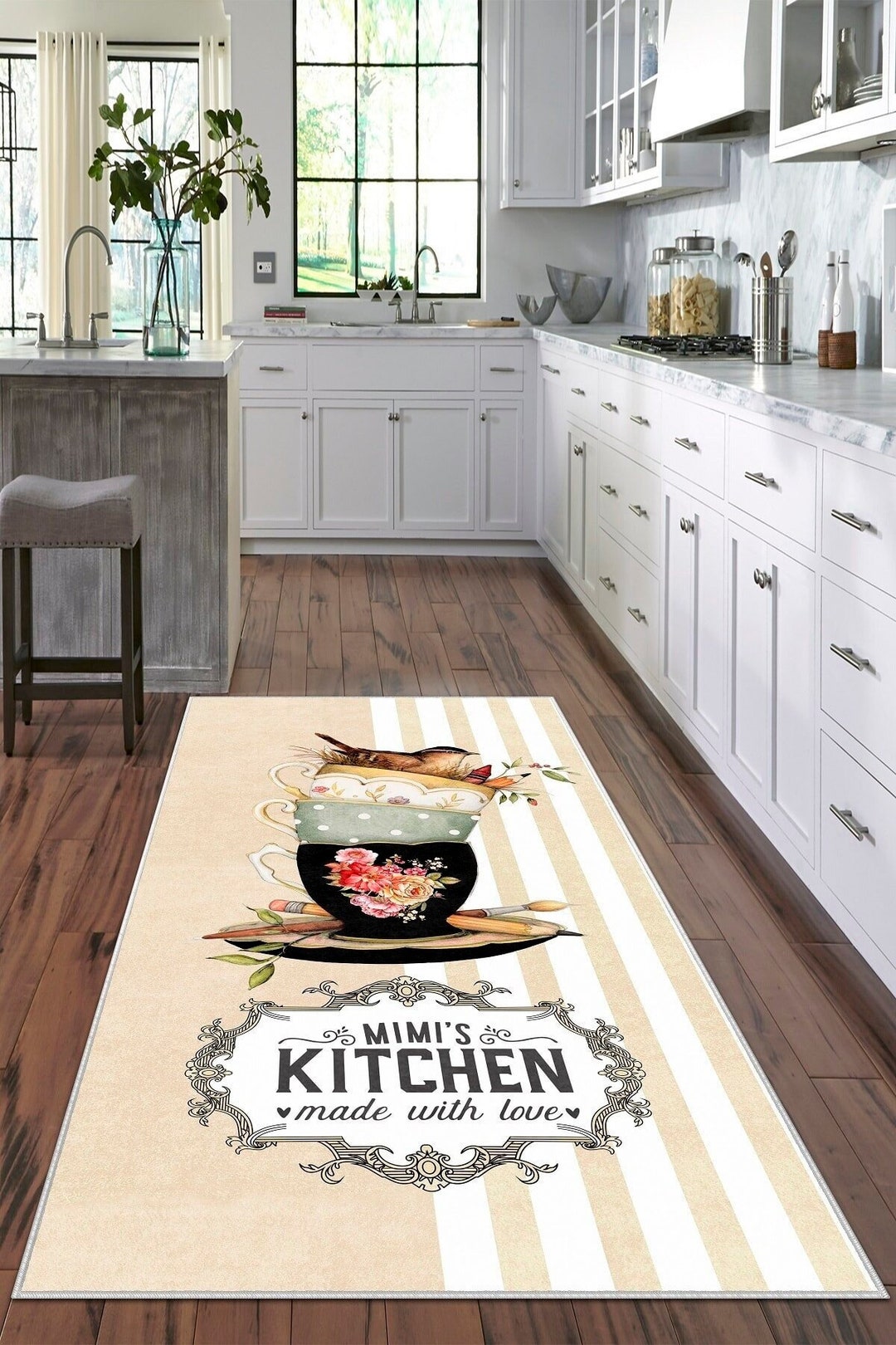 Beige or Pink Kitchen Mat / Decorative Runner / Non Slip Based Etsy