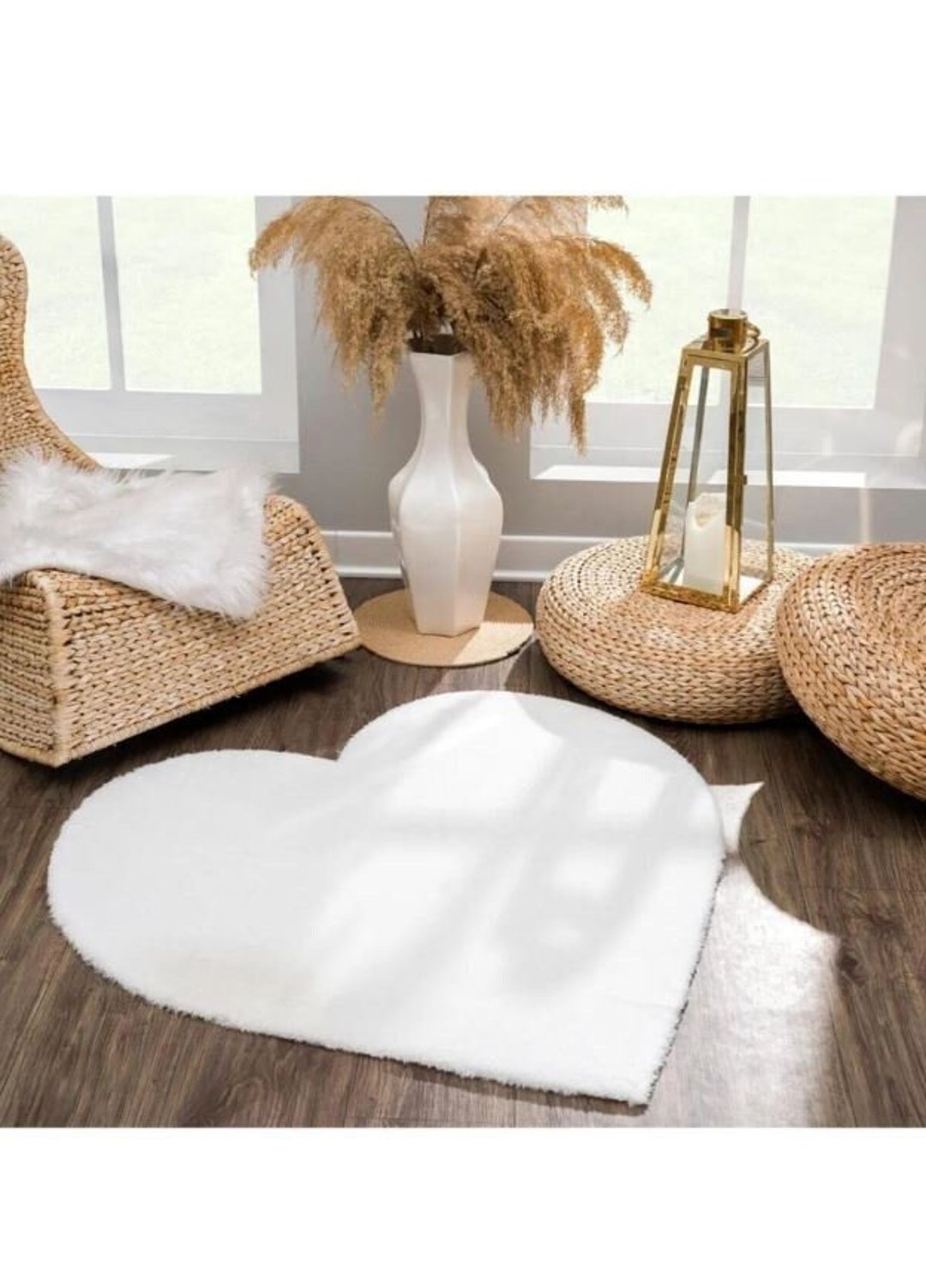 Heart Shaped Carpet / White Heart Mat / With Different Color Options