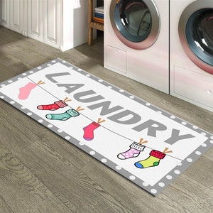 ABREEZE Laundry Room Rug 20x59 Load of Fun Rug Floor Mat for Washroom  Mudroom Rubber Runner Farmhouse Large Laundry Rug Mat Washer and Dryer  Carpet Black Laundry Room Decor and Accessories