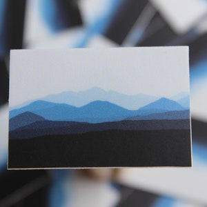 Blue Mountains Laptop Sticker, Original Drawing, Nature Decal