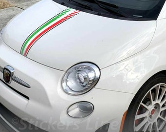 HOOD sticker Fiat 500 595 695 Abarth Tricolore Italia + carbon effect