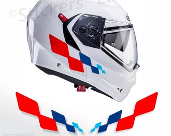 Kit of 2 stickers for motorbike scooter helmet tricolor bmw checkered style