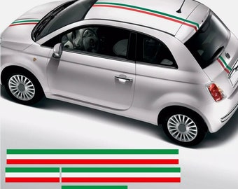 Compatible stickers for Fiat 500 TRICOLOURED BANDS adhesive strips Italian flag sticker