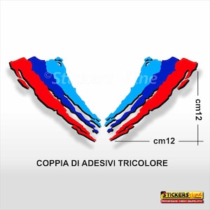 2 scratch effect stickers 12 cm tricolour BMW motorsport M Performance M sport