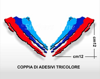 2 scratch effect stickers 12 cm tricolour BMW motorsport M Performance M sport