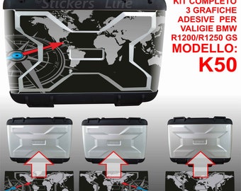 Kit 3 Autocollants pour divers étuis BMW R1200 R1250GS K50 (BLK) sacs autocollants à partir de 2013