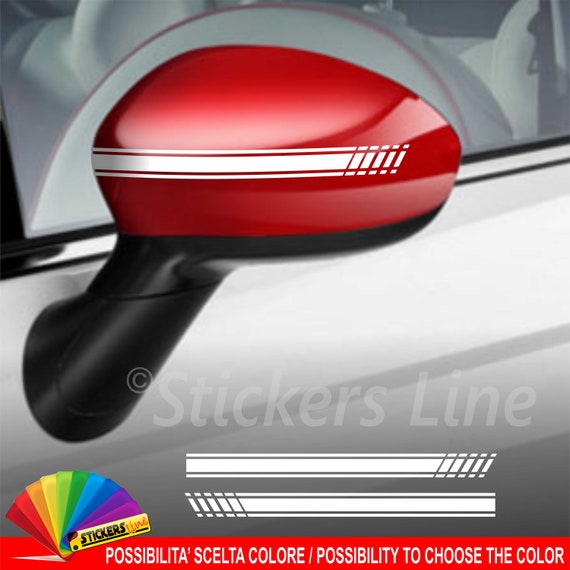 Stickers Mirror Caps Fiat 500 Style Abarth Adhesive Strips Mirror