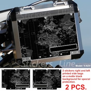 Suitcase stickers BMW R1200 R1250 GS adventure world map BLACK adv bags stickers