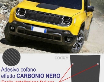 Bonnet sticker compatible for Jeep Renegade CARBON effect with washer holes sticker bonnet cod#9