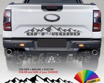 Offroad + bergen sticker voor 4x4 Pick-up offroad achterkant