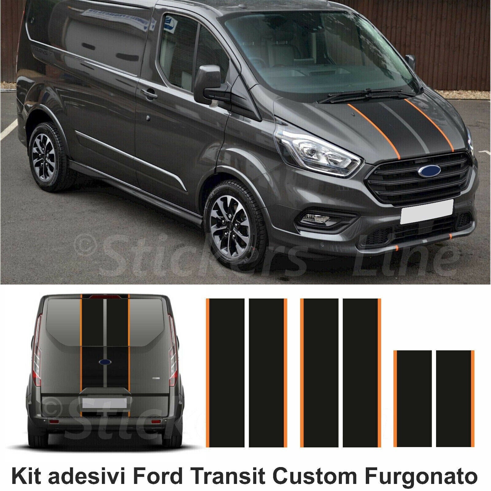 Ford TRANSIT Custom Tuneo Adhesive Strips TWO-TONE VAN Black