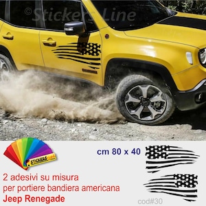 2 Stickers AMERICAN Flag side doors compatible for Jeep Renegade off-road 4x4 us army 80 x 40 cm c#30